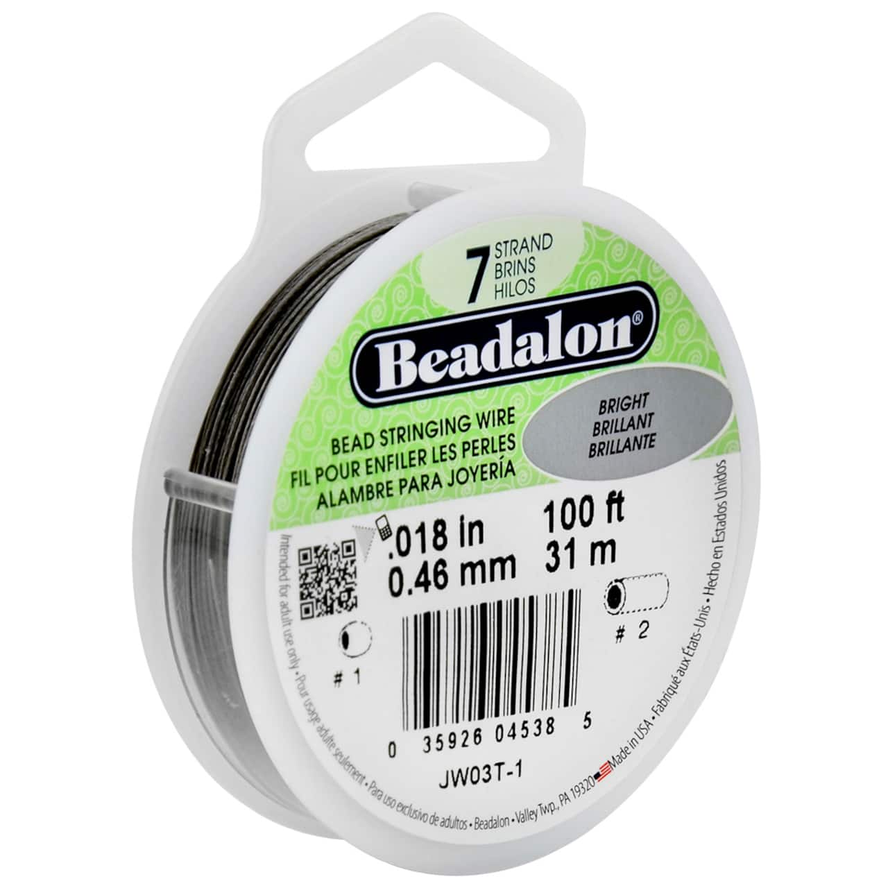12 Pack: Beadalon® 0.018" Bright 7 Strand Bead Stringing Wire, 100ft.